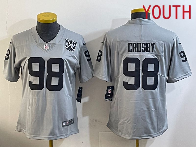 Youth Oakland Raiders #98 Crosby Grey 2024 Nike Limited NFL Jersey style 3->youth nfl jersey->Youth Jersey